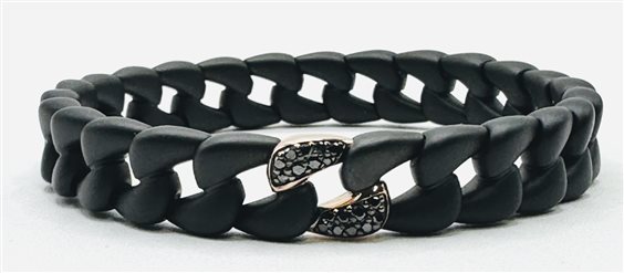 Bracciale Casciola Gioielli Donna CUBANA in Ceramica Diamante Black 0.19 Ct CU4NS1DNOR - CU4NS1DNOR